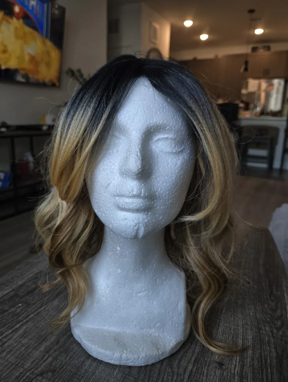 Model Model Front Lace Split Ombre Wig  Black Roots To Blonde